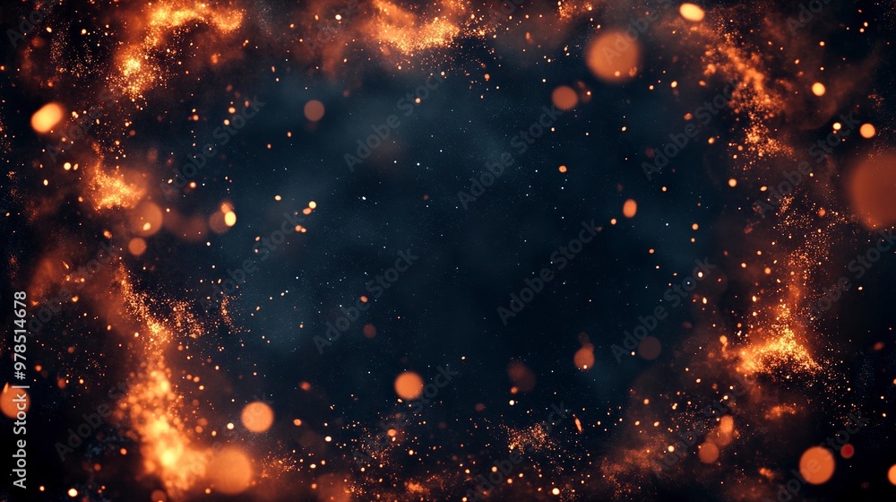 Fire embers particles over black background. Fire sparks background. Abstract dark glitter fire particles lights.generative ai Fire embers particles over black background. Fire sparks background. Abstract dark glitter fire particles lights.generative ai