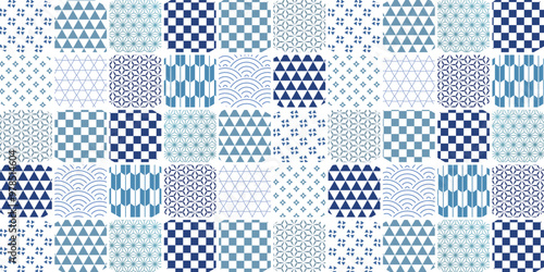 青　和柄　模様　年賀状　背景	