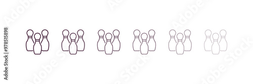 bowling pins outline icon. Linear vector from entertainment concept. 6 different line style bowling pins icon included thin, light, regular, medium, bold, black