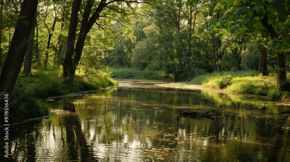 Serene River Winding Through Lush Forest Serene River Winding Through Lush Forest