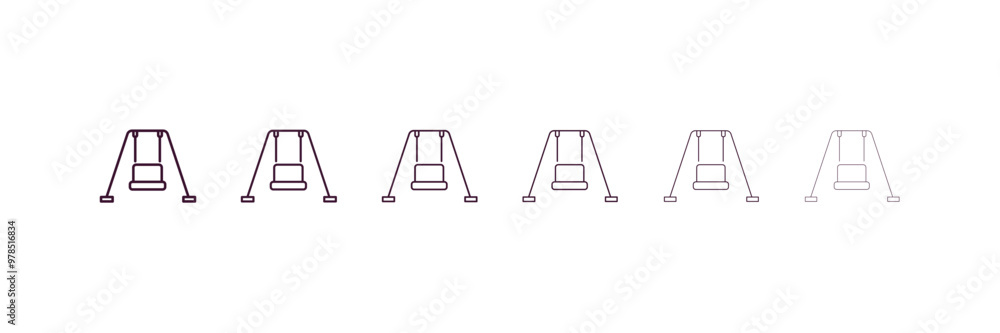 swing outline icon. Linear vector from entertainment concept. 6 different line style swing icon included thin, light, regular, medium, bold, black swing outline icon. Linear vector from entertainment concept. 6 different line style swing icon included thin, light, regular, medium, bold, black