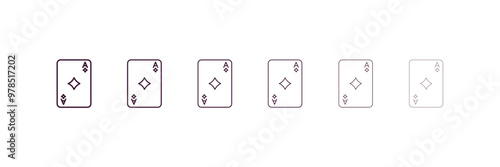 ace of diamonds outline icon. Linear vector from entertainment concept. 6 different line style ace of diamonds icon included thin, light, regular, medium, bold, black photo