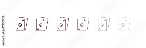 card game outline icon. Linear vector from entertainment concept. 6 different line style card game icon included thin, light, regular, medium, bold, black