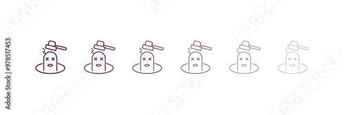 whack a mole outline icon. Linear vector from entertainment concept. 6 different line style whack a mole icon included thin, light, regular, medium, bold, black