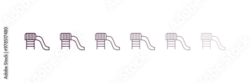 toboggan outline icon. Linear vector from entertainment concept. 6 different line style toboggan icon included thin, light, regular, medium, bold, black