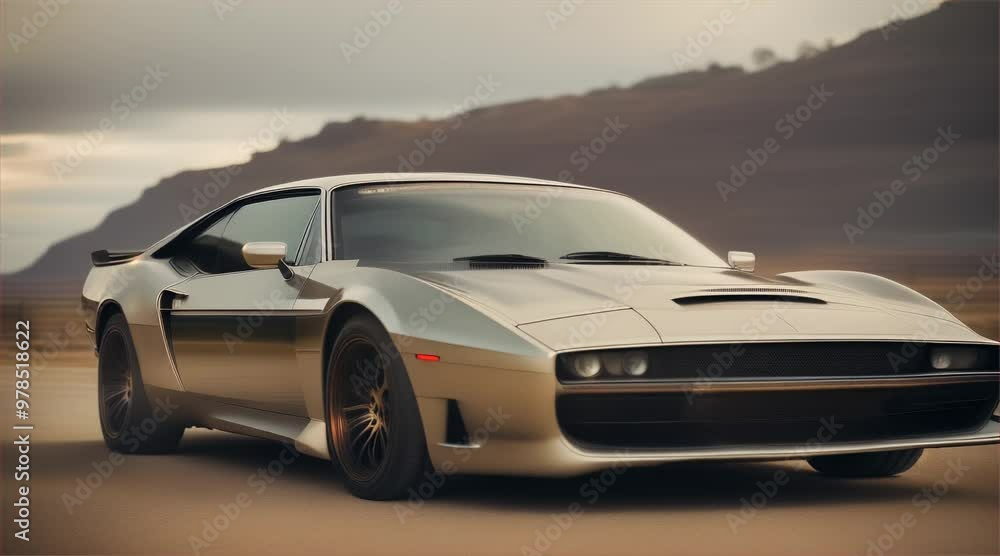 Sports car driving on a scenic road. Car on asphalt road surrounded by beautiful natural scenery. Sports car driving on a scenic road. Car on asphalt road surrounded by beautiful natural scenery.