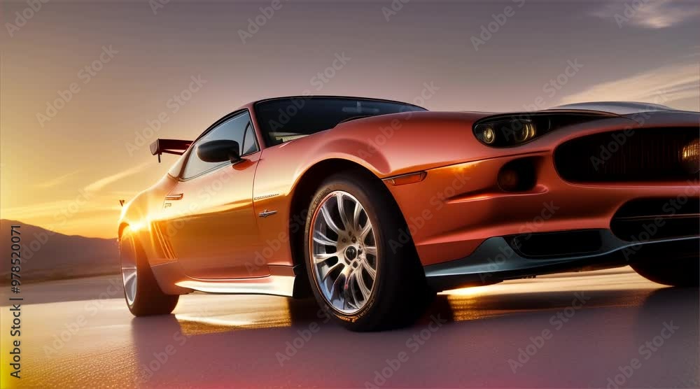 Sports car driving on a scenic road. Car on asphalt road surrounded by beautiful natural scenery. Sports car driving on a scenic road. Car on asphalt road surrounded by beautiful natural scenery.