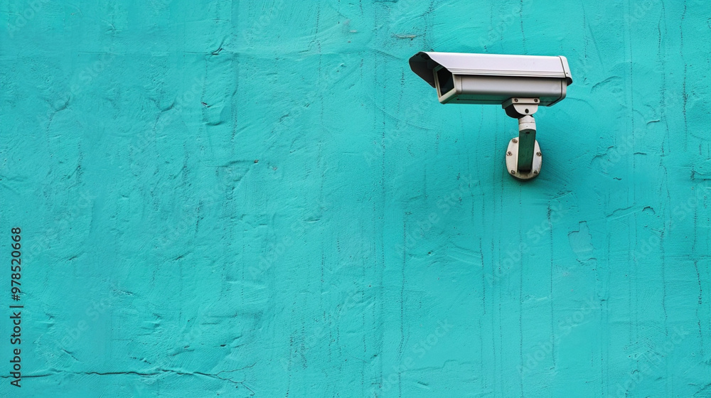 Control and protection of the territory, surveillance and security concept. Outdoor camera hanging on the wall street. Copy paste empty place for text Control and protection of the territory, surveillance and security concept. Outdoor camera hanging on the wall street. Copy paste empty place for text