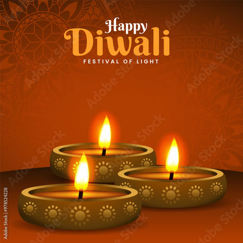 Happy Diwali fetival of lights celebration Indian Tradition background square banner