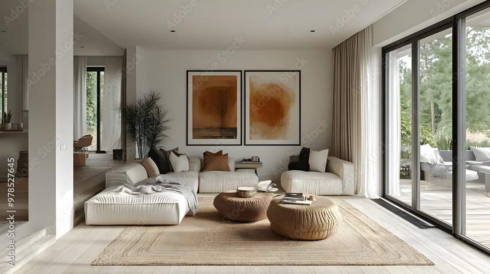 Modern Living Room Design with Neutral Colors and Natural Textures Modern Living Room Design with Neutral Colors and Natural Textures