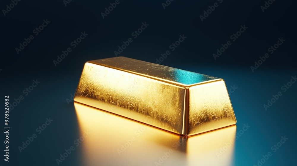 Shimmering Gold Bar Prominently Displayed on Dark Background Shimmering Gold Bar Prominently Displayed on Dark Background