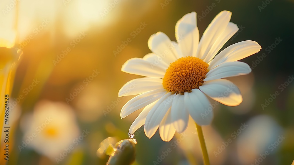 Close-Up View of a Delicate White Daisy in Sunlight Close-Up View of a Delicate White Daisy in Sunlight