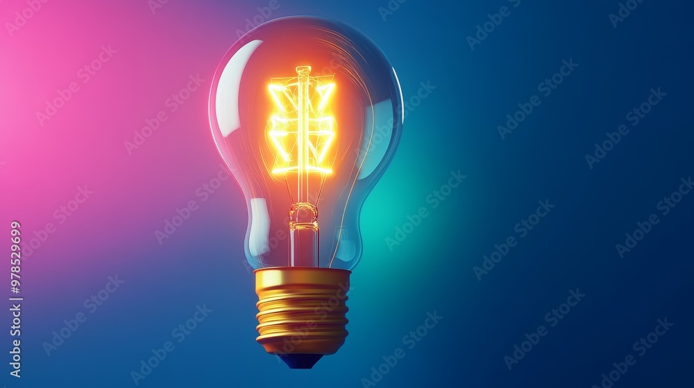 A glowing light bulb with a vibrant glow, symbolizing innovation and creativity against a colorful backdrop. A glowing light bulb with a vibrant glow, symbolizing innovation and creativity against a colorful backdrop.