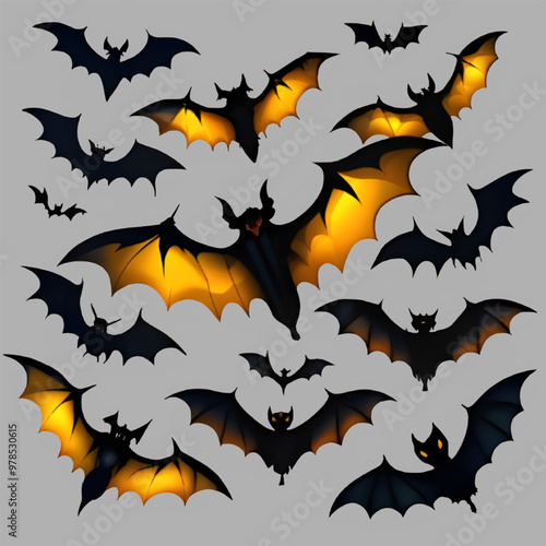 Free Vector 3d bats flying white background generative ai 