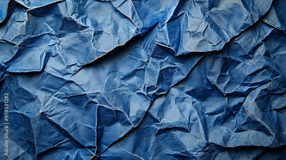 Blue Crumpled Paper Texture : Generative AI Blue Crumpled Paper Texture : Generative AI