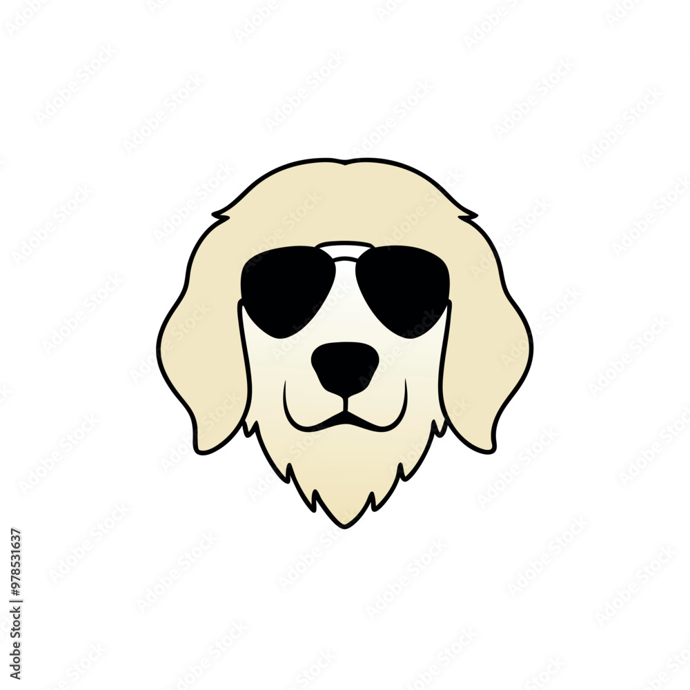 a black and white illustration of a Golden retriever dog's head. The dog appears to be a Newfoundland or a similar breed, with a long, shaggy coat and a round face a black and white illustration of a Golden retriever dog's head. The dog appears to be a Newfoundland or a similar breed, with a long, shaggy coat and a round face