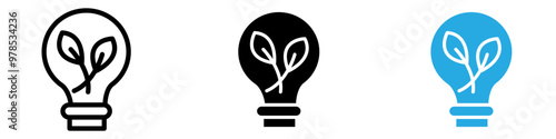 Green technology icon thin line illustration