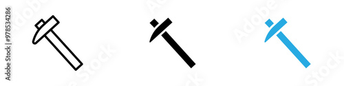 Hammer icon thin line illustration