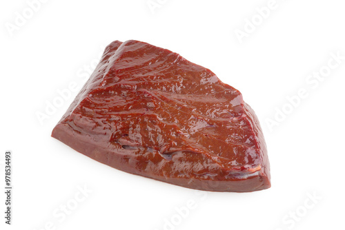Obraz na plátně Beef liver, fresh meat, beef, raw meat on white background, isolated