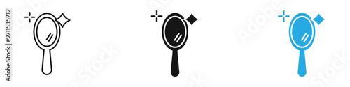 Makeup mirror icon thin line illustration