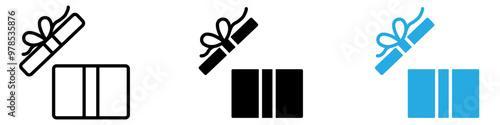 Open gift box icon thin line illustration