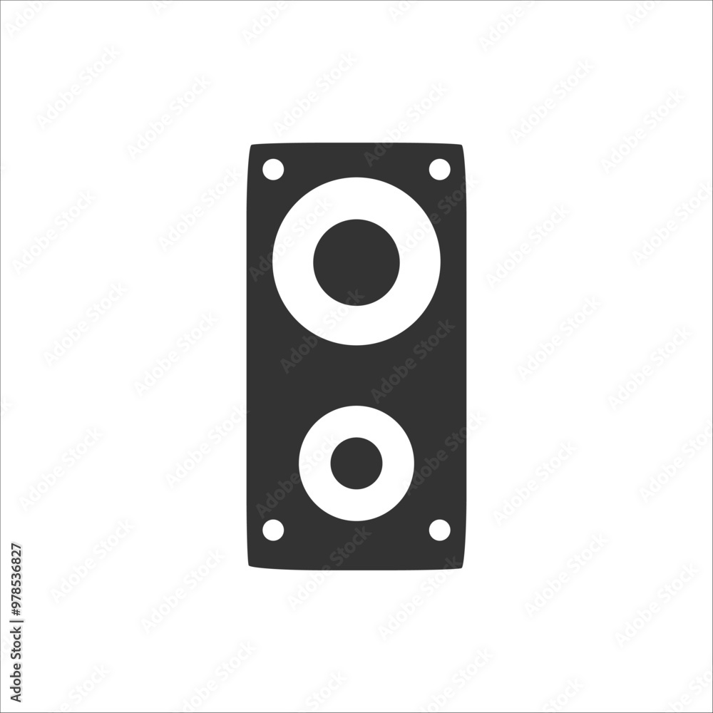 Minimalistic black speaker icon featuring two circular elements, representing modern audio technology and sound design. Ideal for music and technology-related visuals. Minimalistic black speaker icon featuring two circular elements, representing modern audio technology and sound design. Ideal for music and technology-related visuals.