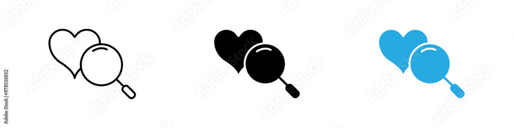 Search heart icon thin line illustration Search heart icon thin line illustration