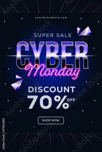 cyber monday vertical banner illustration design in gradient style