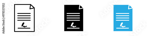 Signed document icon thin line illustration