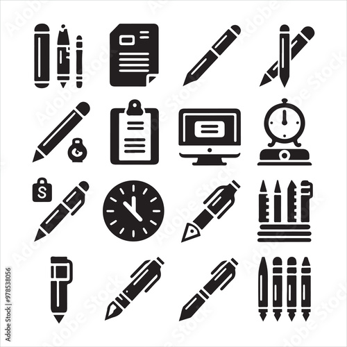 Pen icon silhouette on white background
