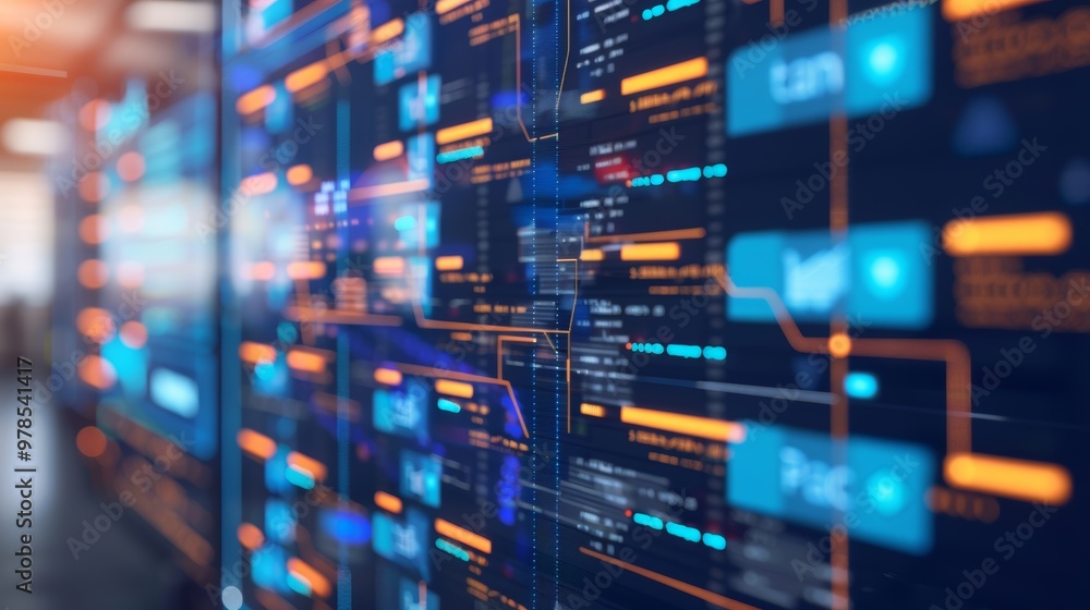 Abstract representation of corporate digital transformation with advanced technology integration Abstract representation of corporate digital transformation with advanced technology integration