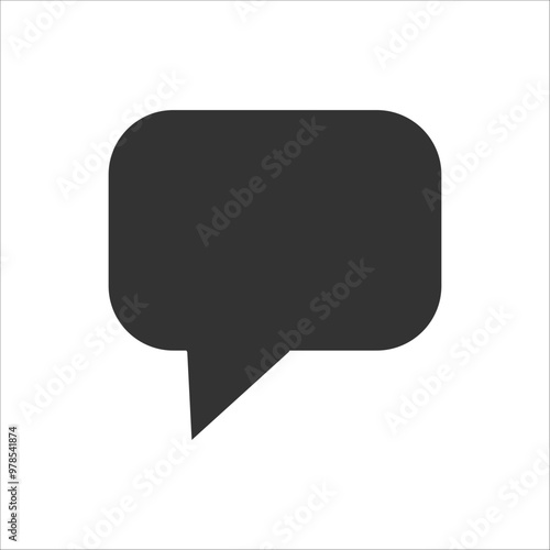 Minimalistic black speech bubble icon perfect for communication, dialogue, and messaging designs. Ideal for web interfaces, chat applications, or social media elements