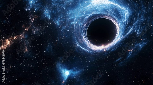 
Black hole over star field in outer space, abstract space wallpaper with shape of letter O and sparks of light with copy space. Elements of this image are well furnished photo