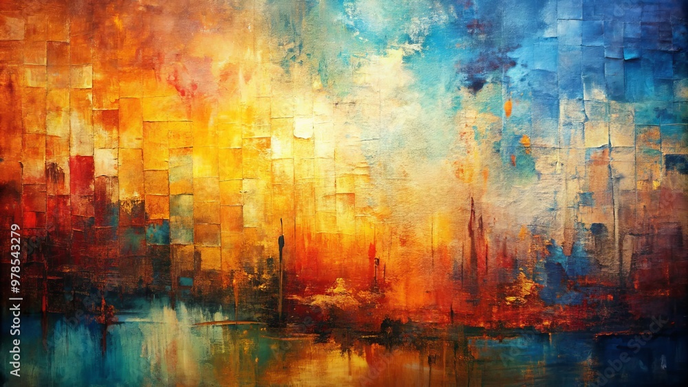 The designed background texture adds a distinctive graphic quality to the artwork. The designed background texture adds a distinctive graphic quality to the artwork.