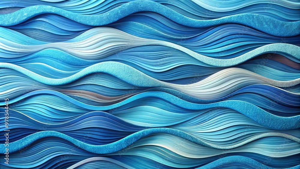 Wavy patterns of calming blue hues swirling together, varying depths and textures creating a dynamic, sophisticated background for any digital space.