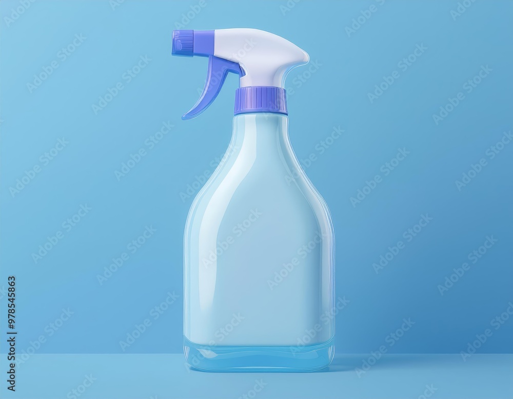 3D blue spray bottle with a purple nozzle, 3D illustration 3D blue spray bottle with a purple nozzle, 3D illustration