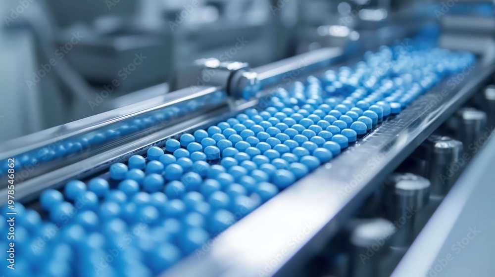 Blue Capsules are Moving on Conveyor at Modern Pharmaceutical Factory. Tablet and Capsule Manufacturing Process. Close-up Shot of a nice Medical Drug Production Line
Blue Capsules are Moving on Conveyor at Modern Pharmaceutical Factory. Tablet and Capsule Manufacturing Process. Close-up Shot of a nice Medical Drug Production Line