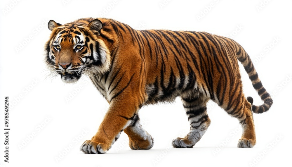 Captivating Portrait of A Majestic Bengal Tiger in High Definition on White Background Captivating Portrait of A Majestic Bengal Tiger in High Definition on White Background