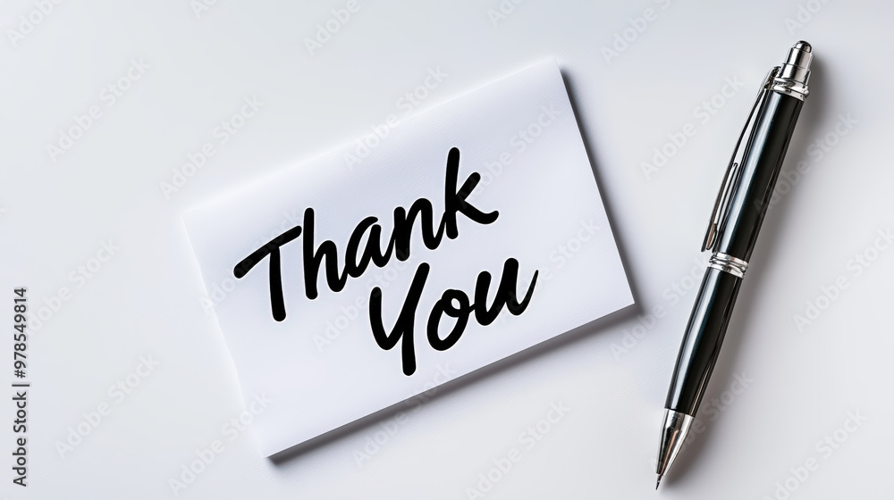 Thank you card with elegant handwriting and sleek pen, perfect for expressing gratitude and appreciation Thank you card with elegant handwriting and sleek pen, perfect for expressing gratitude and appreciation