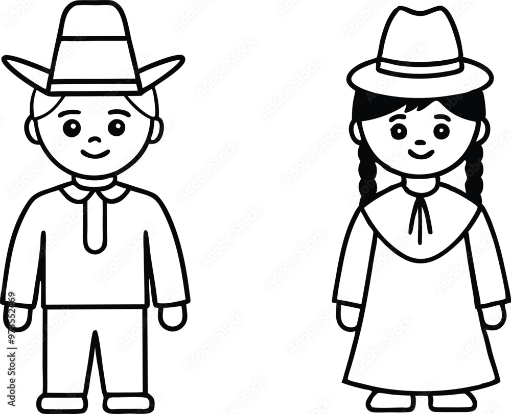 Pilgrims and Native Americans Kids Vector Art Fun Coloring Illustration
Pilgrims and Native Americans Kids Vector Art Fun Coloring Illustration