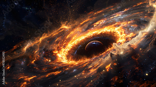 A Depiction of Hawking Radiation Around a Black Hole, Showcasing the Theoretical Emission of Particles from a Stellar Phenomenon

