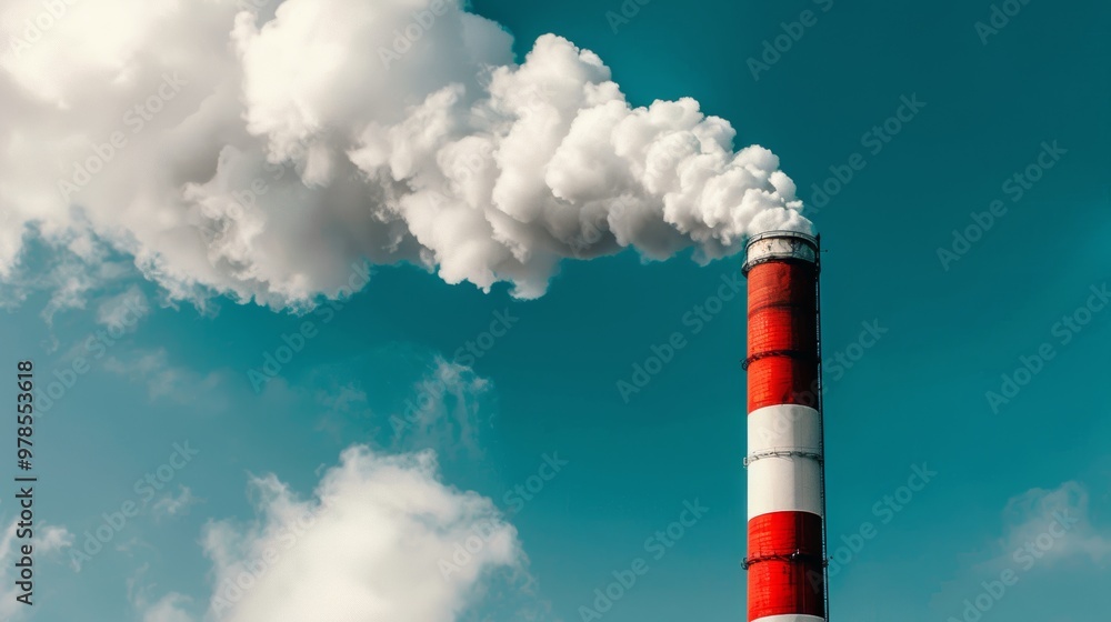 Industrial smokestack emitting smoke a symbol of air pollution and need for control measures Industrial smokestack emitting smoke a symbol of air pollution and need for control measures