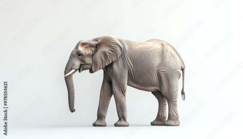 Obraz premium Majestic Elephant on Minimalist White Background