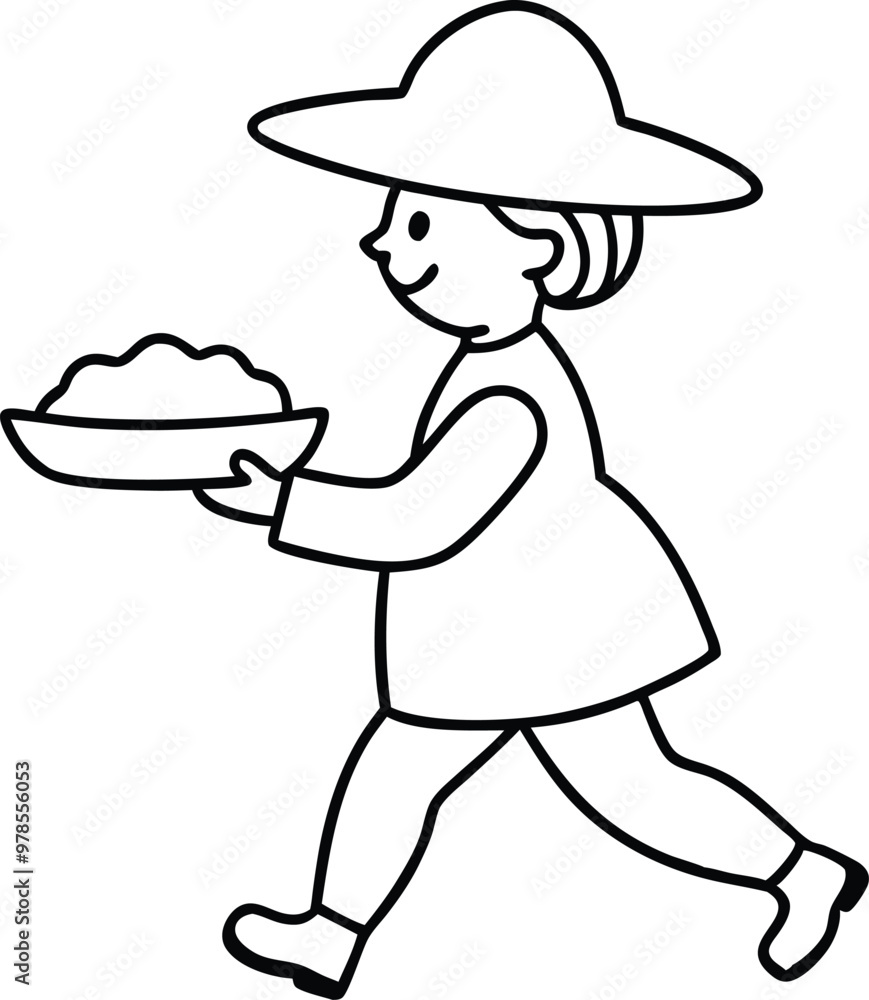 Pilgrim Boy Carrying a Pie Vector Illustration for Kids Coloring Fun
Pilgrim Boy Carrying a Pie Vector Illustration for Kids Coloring Fun