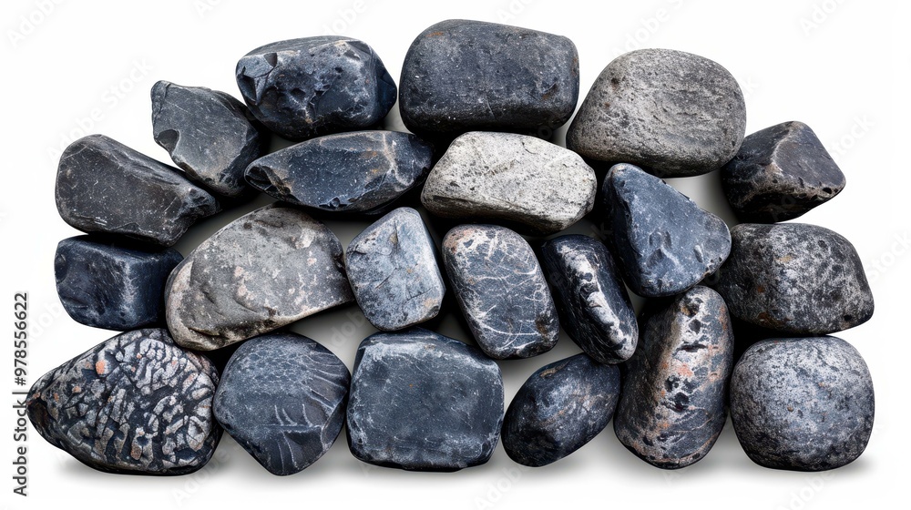 Large square stone rocks with natural texture stand out against the clean white background in this digital illustration. Large square stone rocks with natural texture stand out against the clean white background in this digital illustration.