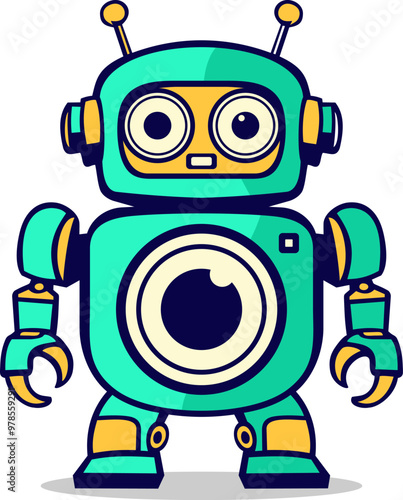 Fun Youthful Camera Robot Cartoon Illustration