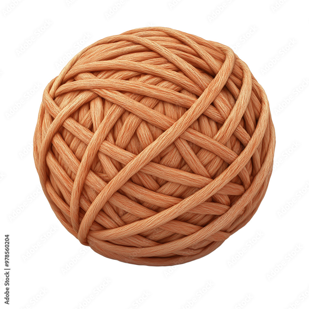 Obraz premium Vibrant orange yarn ball isolated on a transparent background PNG cutout