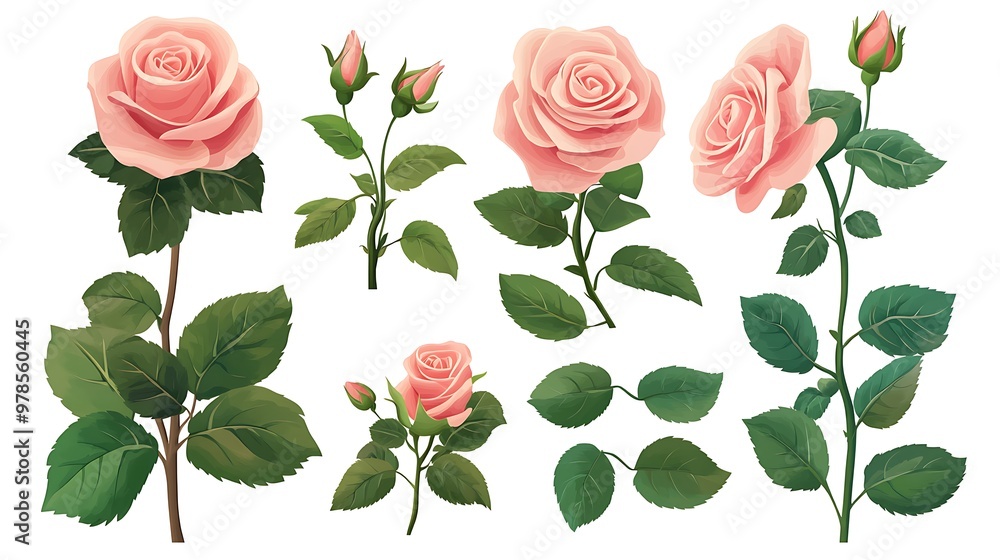A beautiful bouquet of pink roses on a white background, symbolizing love and romance A beautiful bouquet of pink roses on a white background, symbolizing love and romance