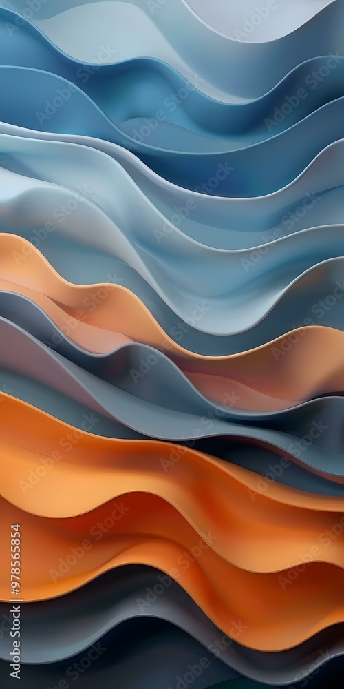 Abstract Wavy Background with Blue, Orange, and Grey Colors Abstract Wavy Background with Blue, Orange, and Grey Colors