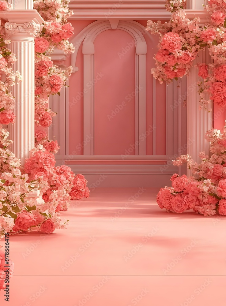 Pink Floral Archway Background Pink Floral Archway Background